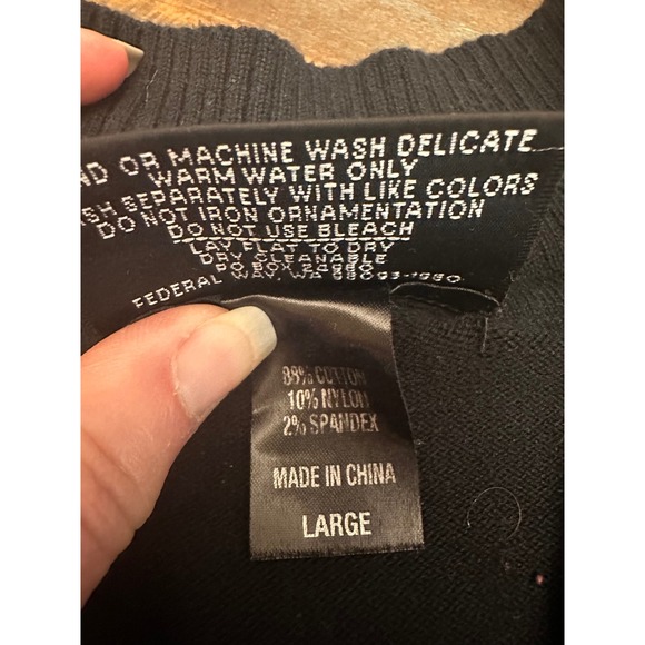 Christine Alexander Christmas Tree Rhinestone Quarter Zip Sweater Large - Picture 5 of 10